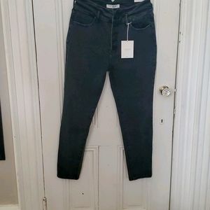 High rise black skinny jean button up